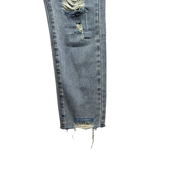 Princess Polly High Rise Tapered Leg Distressed Ripped Rigid 100% Cotton Jeans 2 - Picture 8 of 16